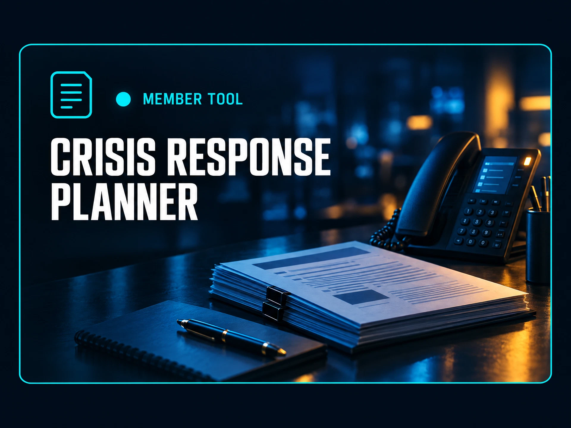 Crisis Response Planner: calm stakeholder preparation concept