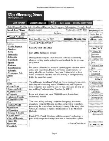 San Jose Mercury News coverage of Panda Software, 2003-06-26, page 1: Tech news roundup: New utility flushes out trouble