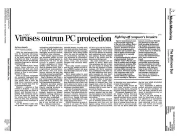 The Baltimore Sun coverage of Panda Software, 2003-10-16, page 1: Viruses Outrun PC Protection