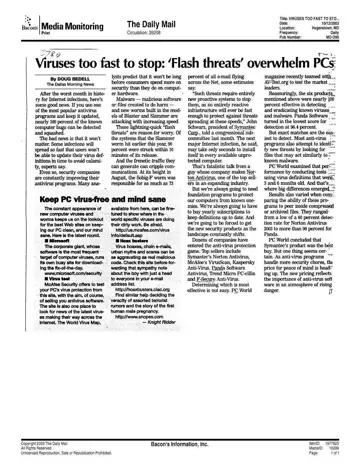 The Daily Mail coverage of Panda Software, 2003-10-12, page 1: Viruses too fast to stop;'Flash threats' overwhelm PC's