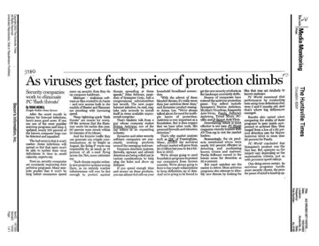 The Huntsville Times coverage of Panda Software, 2003-10-21, page 1: As Viruses Get Faster